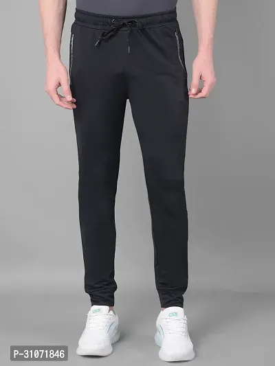 Stylish Black Polyester Solid Regular Fit Sports Track Pant For Men