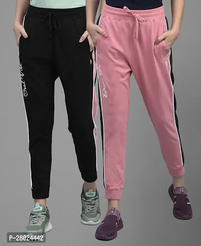 Elite Cotton Striped Track Pants For Women- Pack Of 2