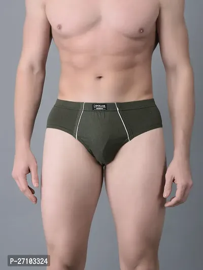 Stylish Green Cotton Blend Solid Briefs For Men