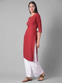 Stylish Maroon Cotton Blend Self Pattern Stitched Kurta For Women-thumb1