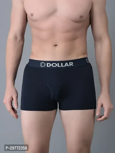 Stylish Navy Blue Cotton Blend Solid Trunk For Men