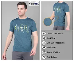 Stylish Blue Polyester Solid Regular Fit Sports Tee For Men-thumb4