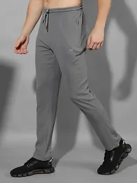 Stylish Grey Polyester Solid Regular Fit Sports Track Pant For Men-thumb1