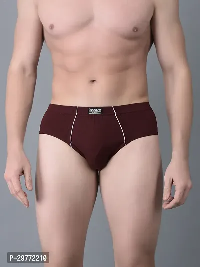 Stylish Maroon Cotton Blend Solid Brief For Men