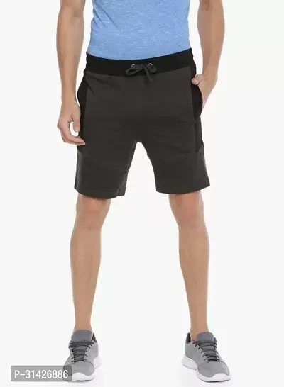 Stylish Black Cotton Solid Regular Shorts For Men