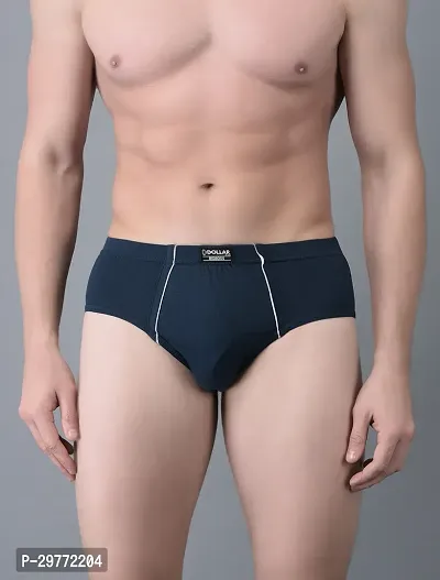 Stylish Blue Cotton Blend Solid Brief For Men-thumb0