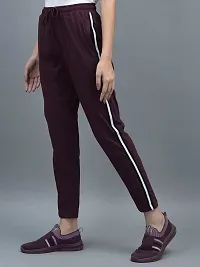 Elite Maroon Cotton Striped Track Pants For Women-thumb1