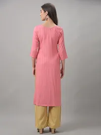 Stylish Pink Rayon Self Pattern Stitched Kurta For Women-thumb2