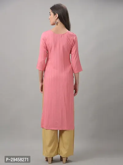 Stylish Pink Rayon Self Pattern Stitched Kurta For Women-thumb3