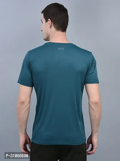 Stylish Green Polyester Solid Regular Fit Sports Tee For Men-thumb3