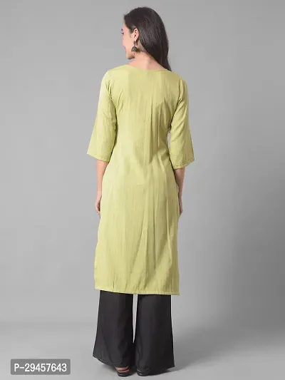 Stylish Green Rayon Self Pattern Stitched Kurta For Women-thumb3