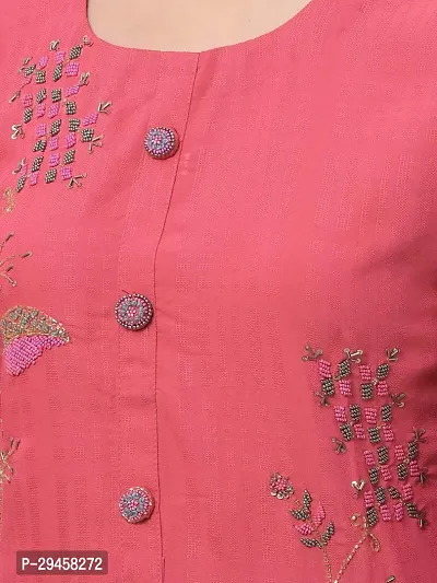 Stylish Pink Rayon Self Pattern Stitched Kurta For Women-thumb4