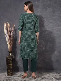 Attractive Green Printed Viscose Straight Kurta Pant Set For Women-thumb2