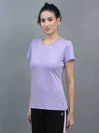Elegant Cotton Blend Solid Round Neck T-Shirts For Women-thumb1