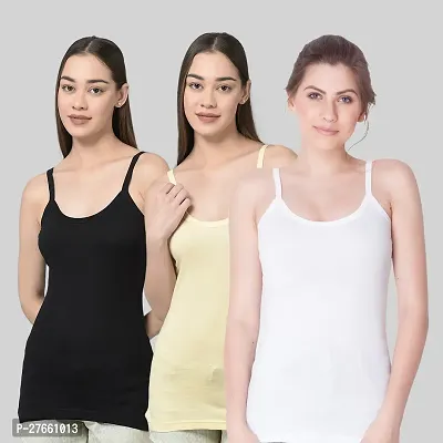 Dollar Missy Pack Of 3 Womens Combed Cotton Camisole-thumb0