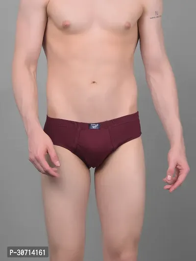 Super Combed Cotton Solid Maroon Briefs For Men-thumb0