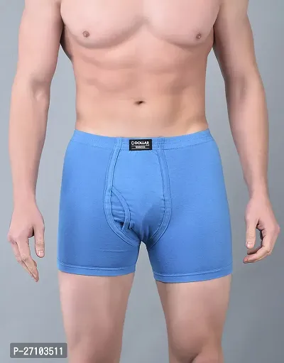 Stylish Blue Cotton Blend Solid Trunks For Men