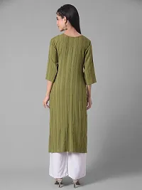 Stylish Green Cotton Blend Self Pattern Stitched Kurta For Women-thumb2