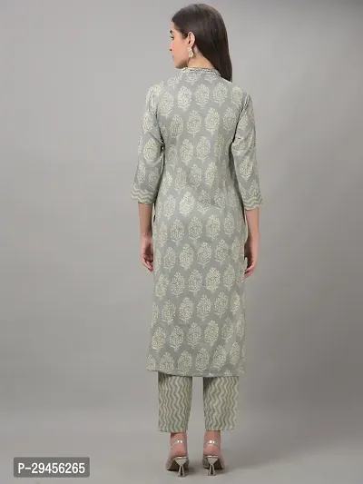 Beautiful A-Line Grey Self Pattern Cotton Blend Kurta Bottom Set For Women-thumb2