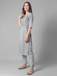 Beautiful A-Line Grey Self Pattern Cotton Blend Kurta Bottom Set For Women-thumb1