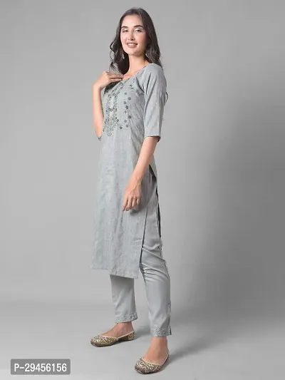 Beautiful A-Line Grey Self Pattern Cotton Blend Kurta Bottom Set For Women-thumb2