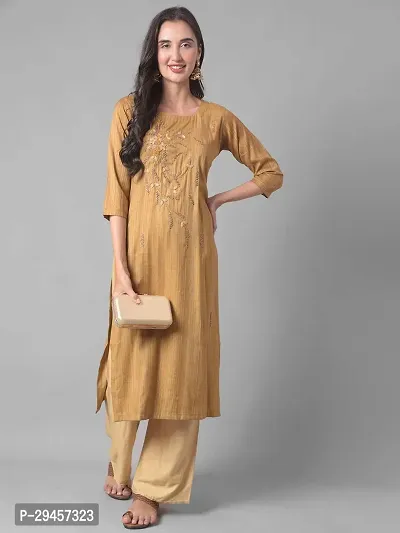 Stylish Yellow Rayon Self Pattern Stitched Kurta For Women-thumb0