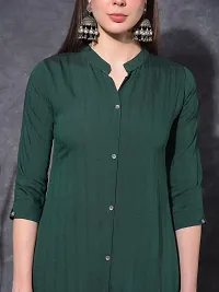 Stylish Green Viscose Stitched Kurta For Women-thumb3