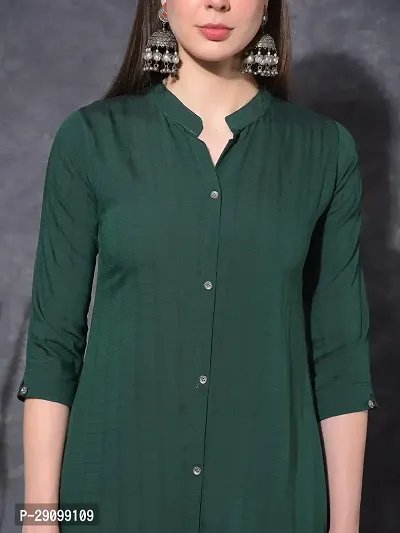 Stylish Green Viscose Stitched Kurta For Women-thumb4