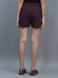 Stylish Maroon Cotton Blend Solid Lounge Shorts For Women-thumb3