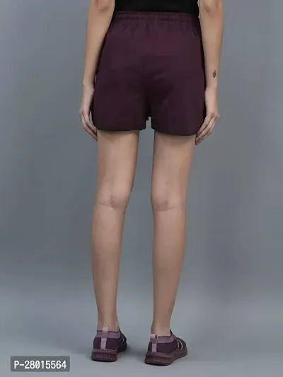 Stylish Maroon Cotton Blend Solid Lounge Shorts For Women-thumb4