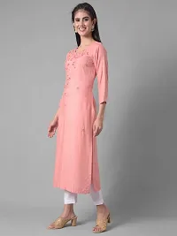 Stylish Pink Cotton Blend Self Pattern Stitched Kurta For Women-thumb1