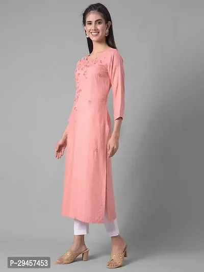 Stylish Pink Cotton Blend Self Pattern Stitched Kurta For Women-thumb2