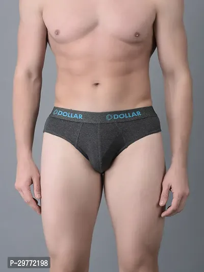 Stylish Grey Cotton Blend Solid Brief For Men