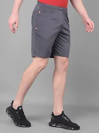 Stylish Grey Polyester Solid Sports Shorts For Men-thumb1