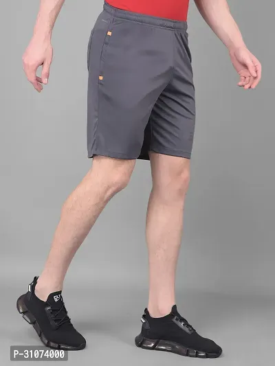 Stylish Grey Polyester Solid Sports Shorts For Men-thumb2