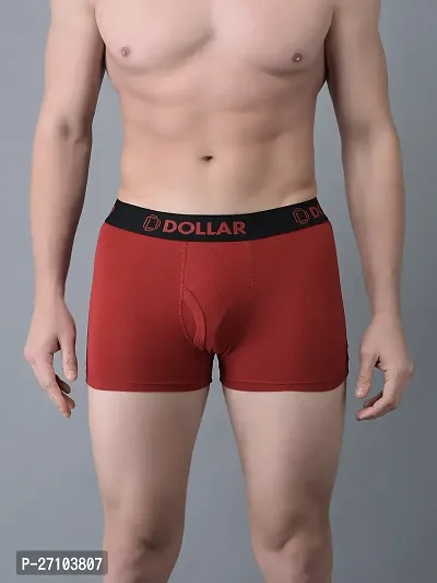 Stylish Red Cotton Blend Solid Trunks For Men