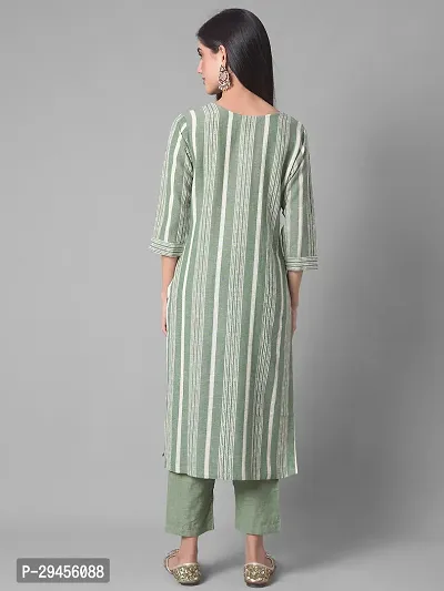 Beautiful A-Line Green Self Pattern Cotton Blend Kurta Bottom Set For Women-thumb3