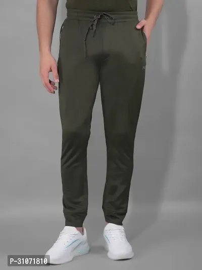 Stylish Olive Polyester Solid Regular Fit Sports Track Pant For Men