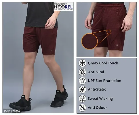 Stylish Red Polyester Solid Sports Shorts For Men-thumb5