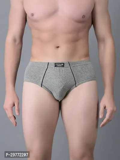 Stylish Grey Cotton Blend Solid Brief For Men-thumb0