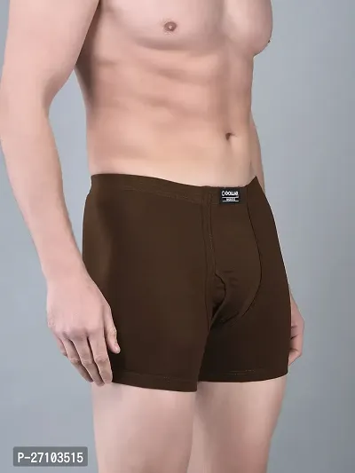 Stylish Olive Cotton Blend Solid Trunks For Men-thumb2