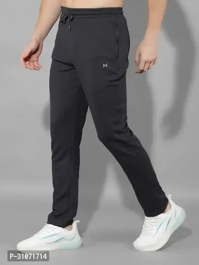 Stylish Black Polyester Solid Regular Fit Sports Track Pant For Men-thumb2