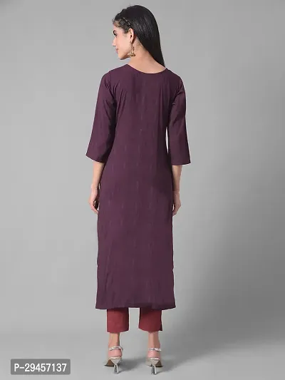 Stylish Purple Cotton Blend Self Pattern Stitched Kurta For Women-thumb3