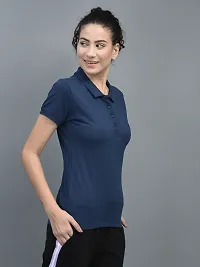 Elegant Cotton Solid Polo Neck T-Shirts For Women-Pack Of 5-thumb1