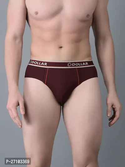 Stylish Maroon Cotton Blend Solid Briefs For Men