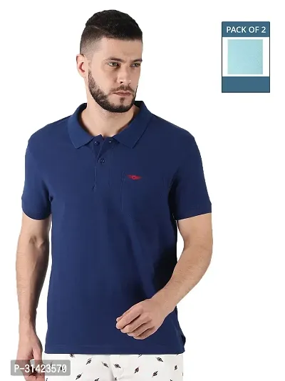 Reliable Multicoloured Cotton Solid Polos For Men Pack Of 2