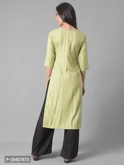 Stylish Green Cotton Blend Self Pattern Stitched Kurta For Women-thumb3