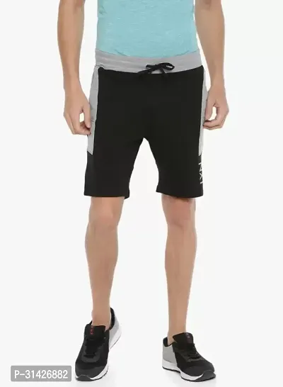 Stylish Black Cotton Solid Regular Shorts For Men