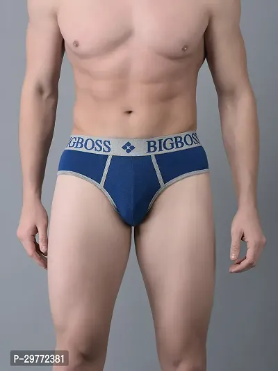 Stylish Blue Cotton Blend Solid Brief For Men-thumb0