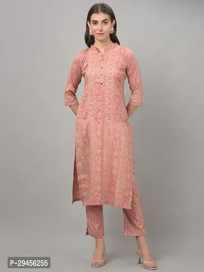 Beautiful A-Line Pink Self Pattern Cotton Blend Kurta Bottom Set For Women-thumb0